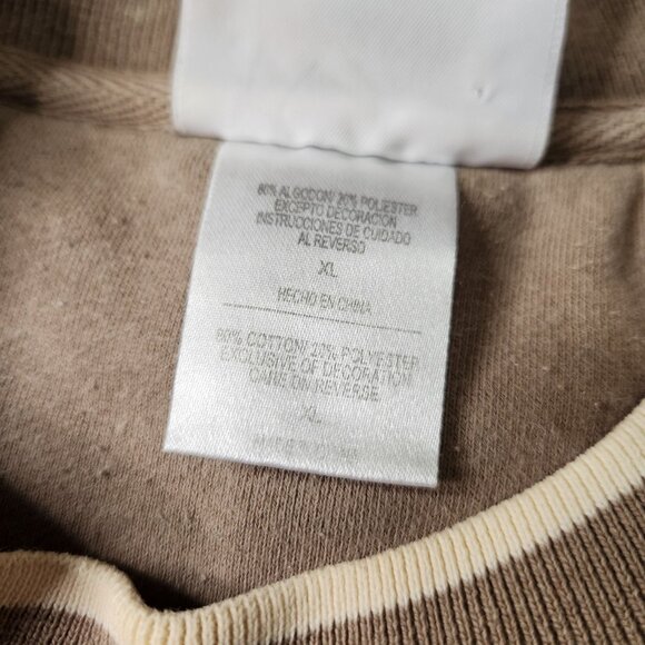 Vintage Embroidery Graphic Nature Fishing Fall Pullover Sweatshirt Tan Size XL - Picture 8 of 8